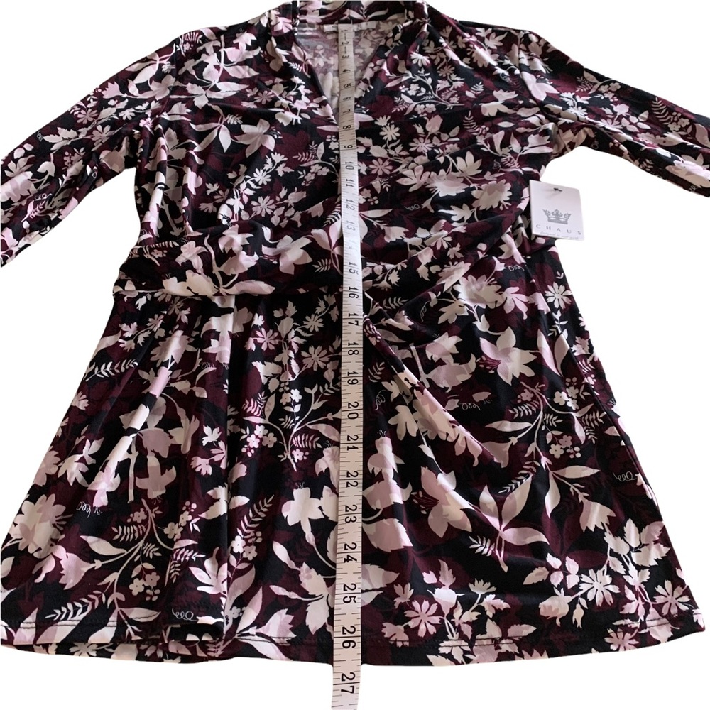 Chaus Burgundy V-Neck Wrap Blouse Size Medium - Picture 8 of 12